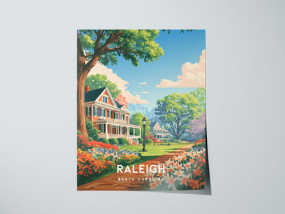 Raleigh, North Carolina Poster | Oak City Skyline Destination Print Wall Art — giclée print detail on matte paper