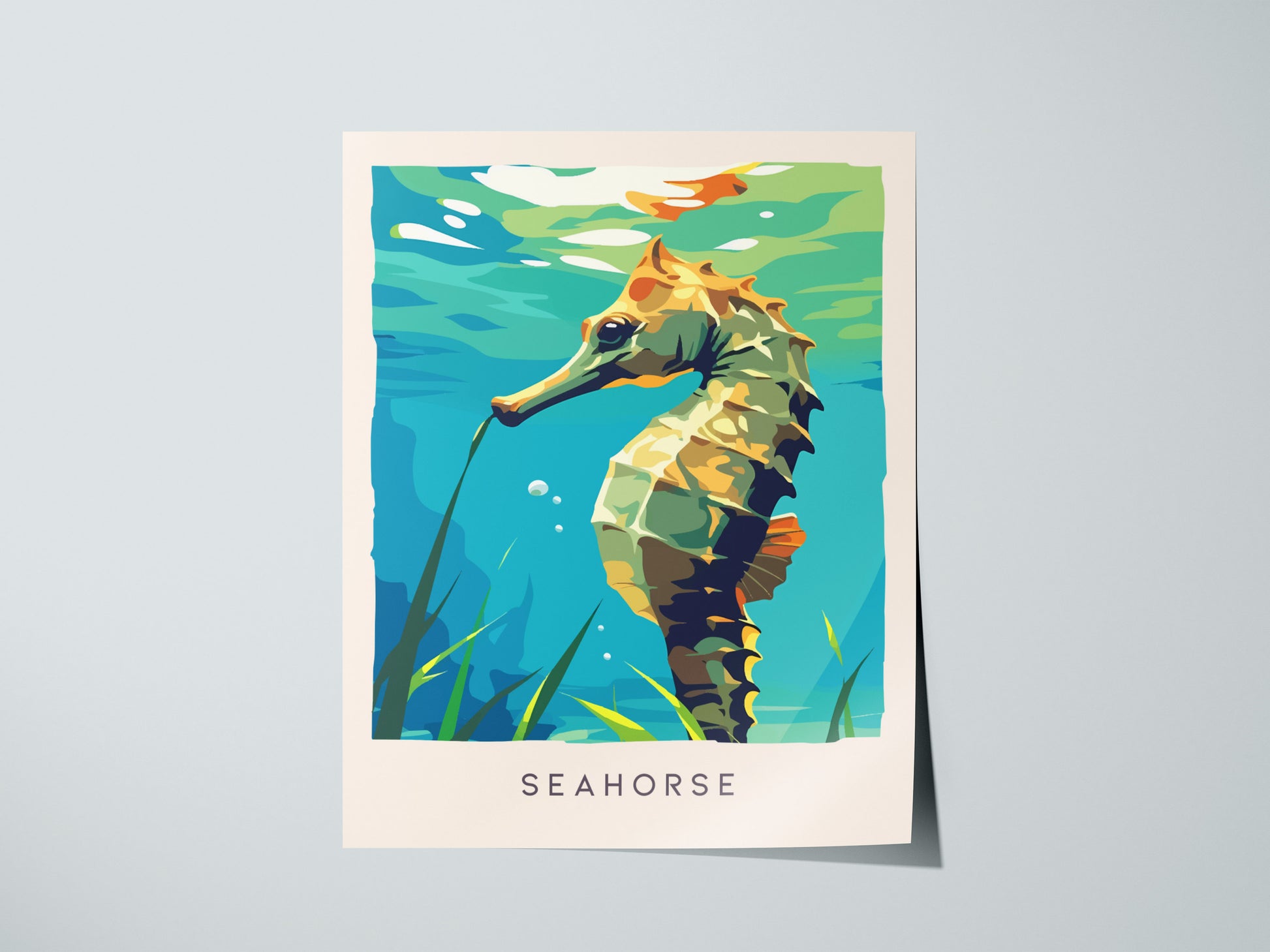 Seahorse Wildlife Poster | Graceful Ocean Creature Fine Wall Art — giclée print detail on matte paper