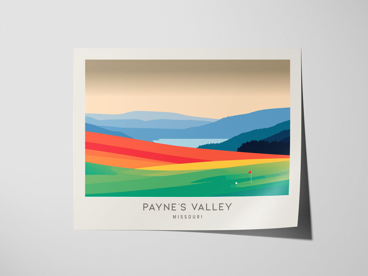 Payne's Valley Landscape Matte Border Poster | Missouri Golf Wall Art & Framed or Unframed — giclée print detail on matte pap