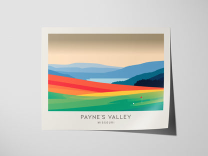 Payne's Valley Landscape Matte Border Poster | Missouri Golf Wall Art & Framed or Unframed — giclée print detail on matte pap