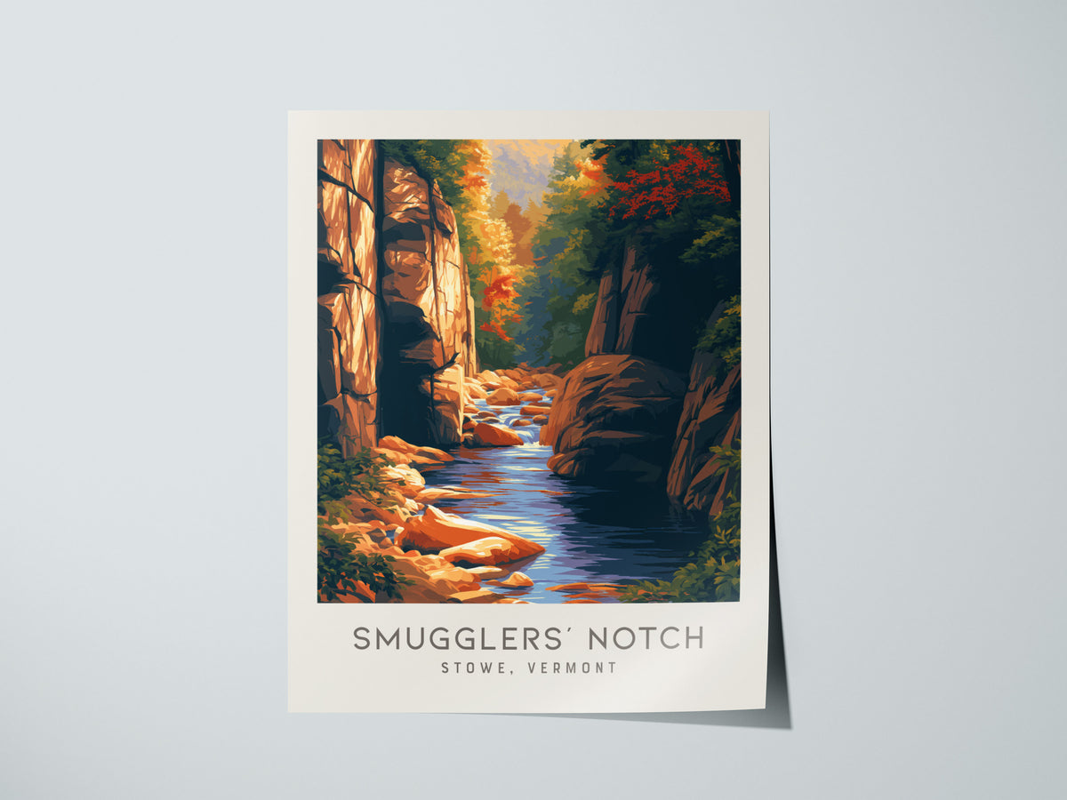 Smugglers' Notch Matte Border Poster | Stowe, Vermont Travel Wall Art — giclée print detail on matte paper