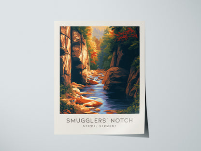 Smugglers' Notch Matte Border Poster | Stowe, Vermont Travel Wall Art — giclée print detail on matte paper