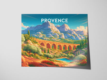 Provence, France Landscape Poster | Rolling Countryside Destination Print Wall Art — giclée print detail on matte paper