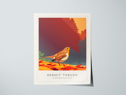 Hermit Thrush Poster | Woodland Songbird Forest Art Wall Art — giclée print detail on matte paper