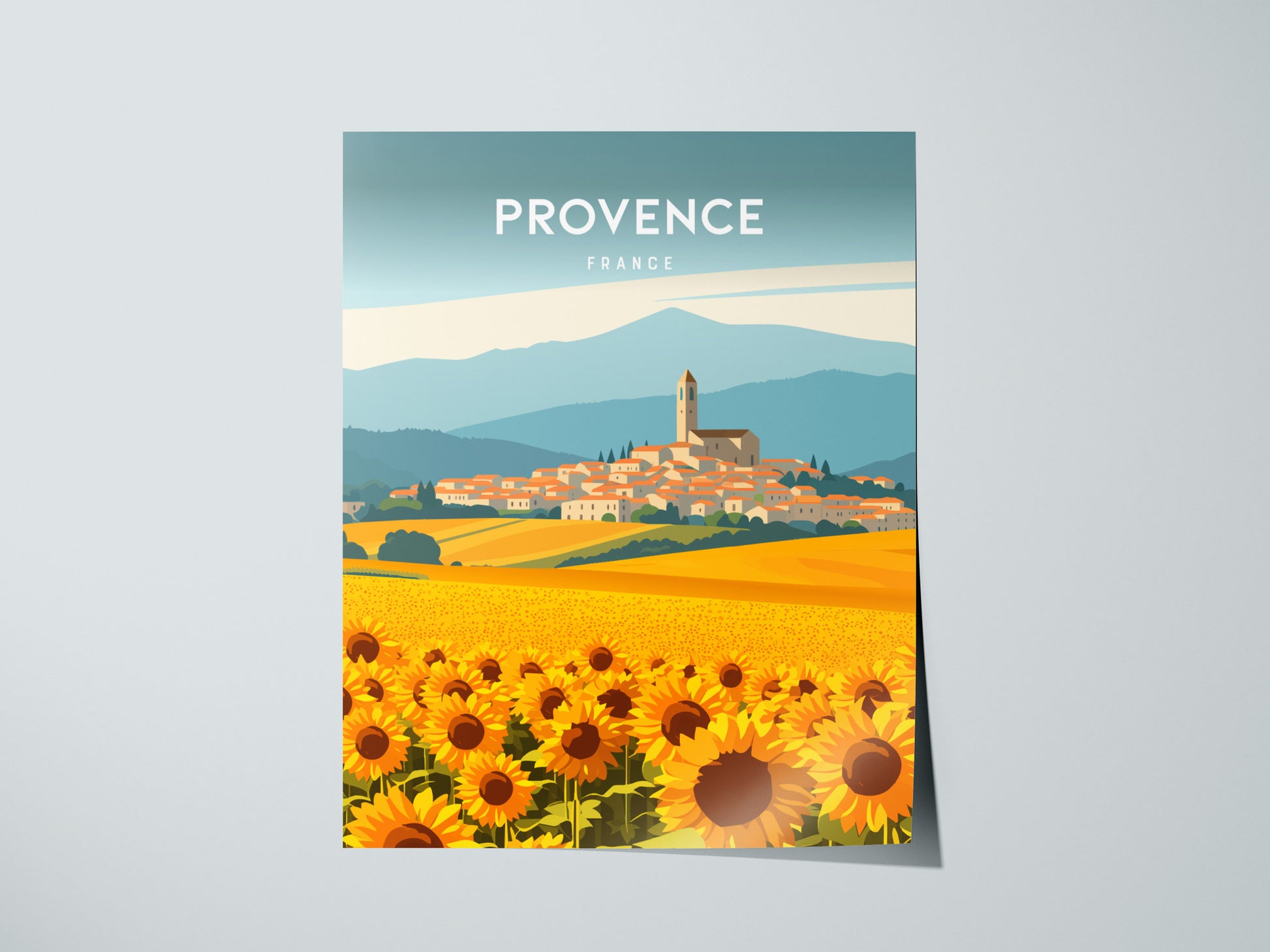Provence, France Poster | Lavender Fields & Village Charm Wall Art — giclée print detail on matte paper