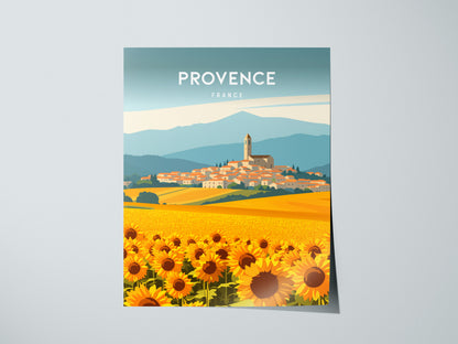 Provence, France Poster | Lavender Fields & Village Charm Wall Art — giclée print detail on matte paper