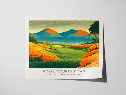 Royal County Down Landscape Matte Border Poster | Newcastle, Northern Ireland Travel Wall Art — giclée print detail on matte