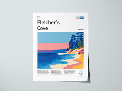 Fletcher's Cove Poster | Surf Break & Coastal Cliffs Wall Art — giclée print detail on matte paper