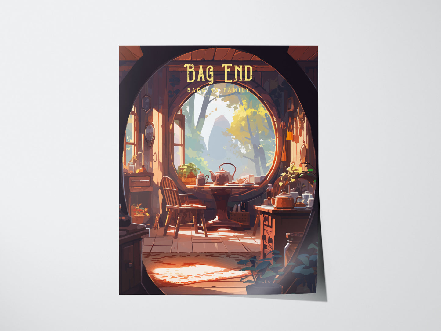 Bag End Hobbit Hole Poster | The Shire LOTR Tolkien Wall Art | Framed or Unframed