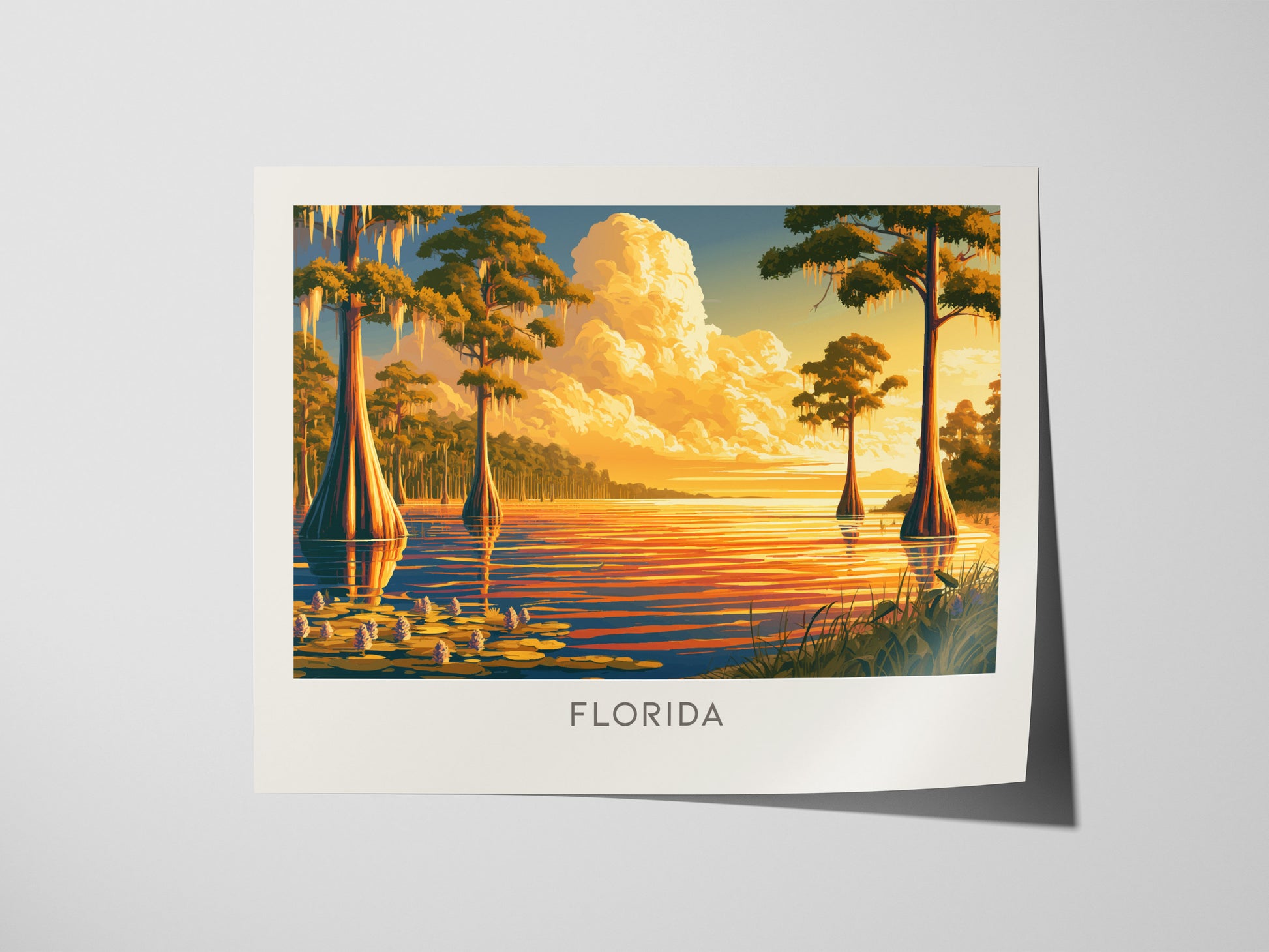 Florida Landscape Matte Border Poster | Travel Wall Art — giclée print detail on matte paper