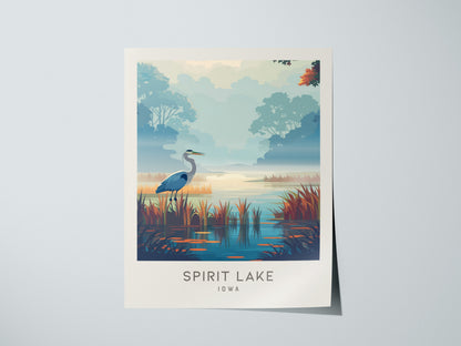 Spirit Lake Matte Border Poster | Iowa Travel Wall Art — giclée print detail on matte paper