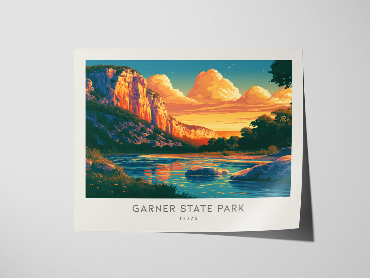 Garner State Park Landscape Matte Border Poster | Texas Hill Country Vacation Wall Art — giclée print detail on matte paper