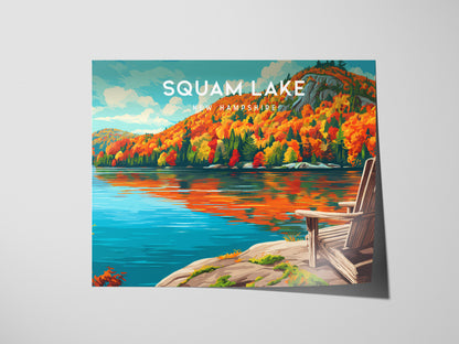 Squam Lake Landscape Poster | New Hampshire Framed or Unframed Wall Art — giclée print detail on matte paper
