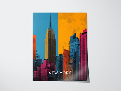 New York City Skyline Poster | Empire State Building Pop Art Print