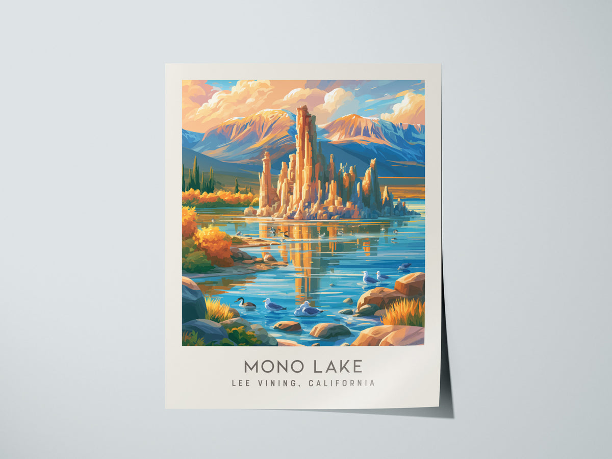 Mono Lake Matte Border Poster | Lee Vining, California Travel Wall Art — giclée print detail on matte paper