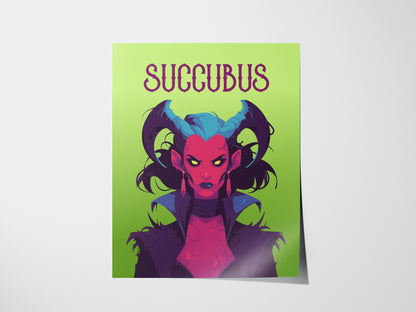 Succubus Fantasy Poster | Dark Fantasy Art D&D RPG Game Room Gift