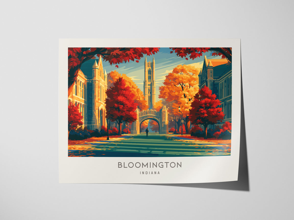 Bloomington Landscape Matte Border Poster | Indiana Travel Wall Art — giclée print detail on matte paper