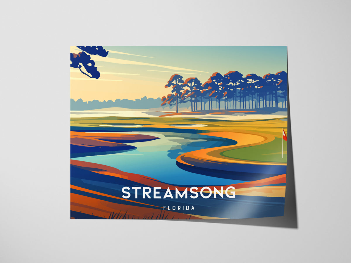 Streamsong, Florida Landscape Poster | Golf Wall Art & Framed or Unframed Wall Art — giclée print detail on matte paper