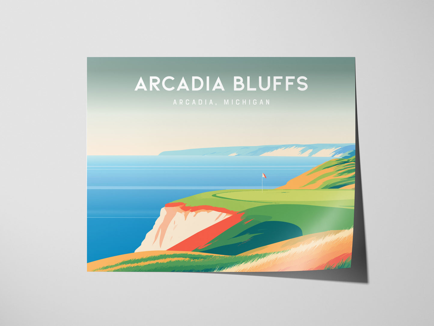 Arcadia Bluffs, Arcadia, Michigan Landscape Poster | Golf Course Print Country Club Decor Wall Art — giclée print detail on m