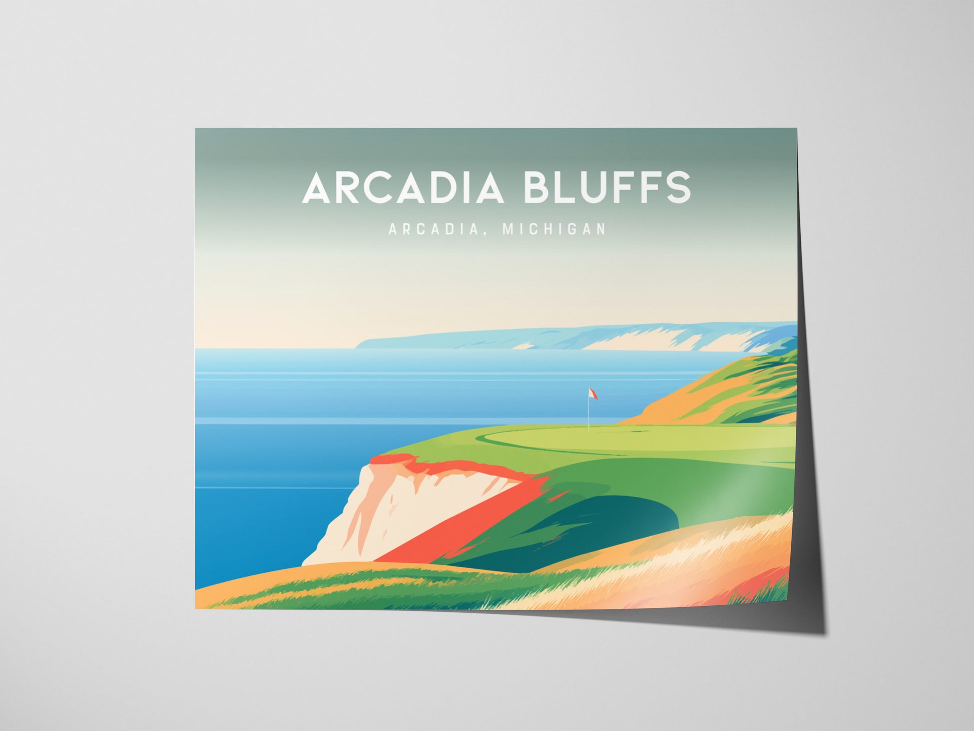 Arcadia Bluffs, Arcadia, Michigan Landscape Poster | Golf Course Print Country Club Decor Wall Art — giclée print detail on m