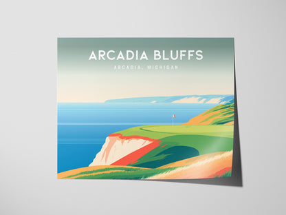 Arcadia Bluffs, Arcadia, Michigan Landscape Poster | Golf Course Print Country Club Decor Wall Art — giclée print detail on m