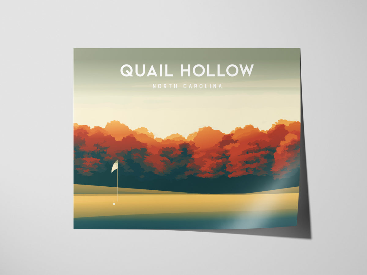 Quail Hollow, North Carolina Landscape Poster | Links Poster & Framed or Unframed Golf Course Wall Art — giclée print detail