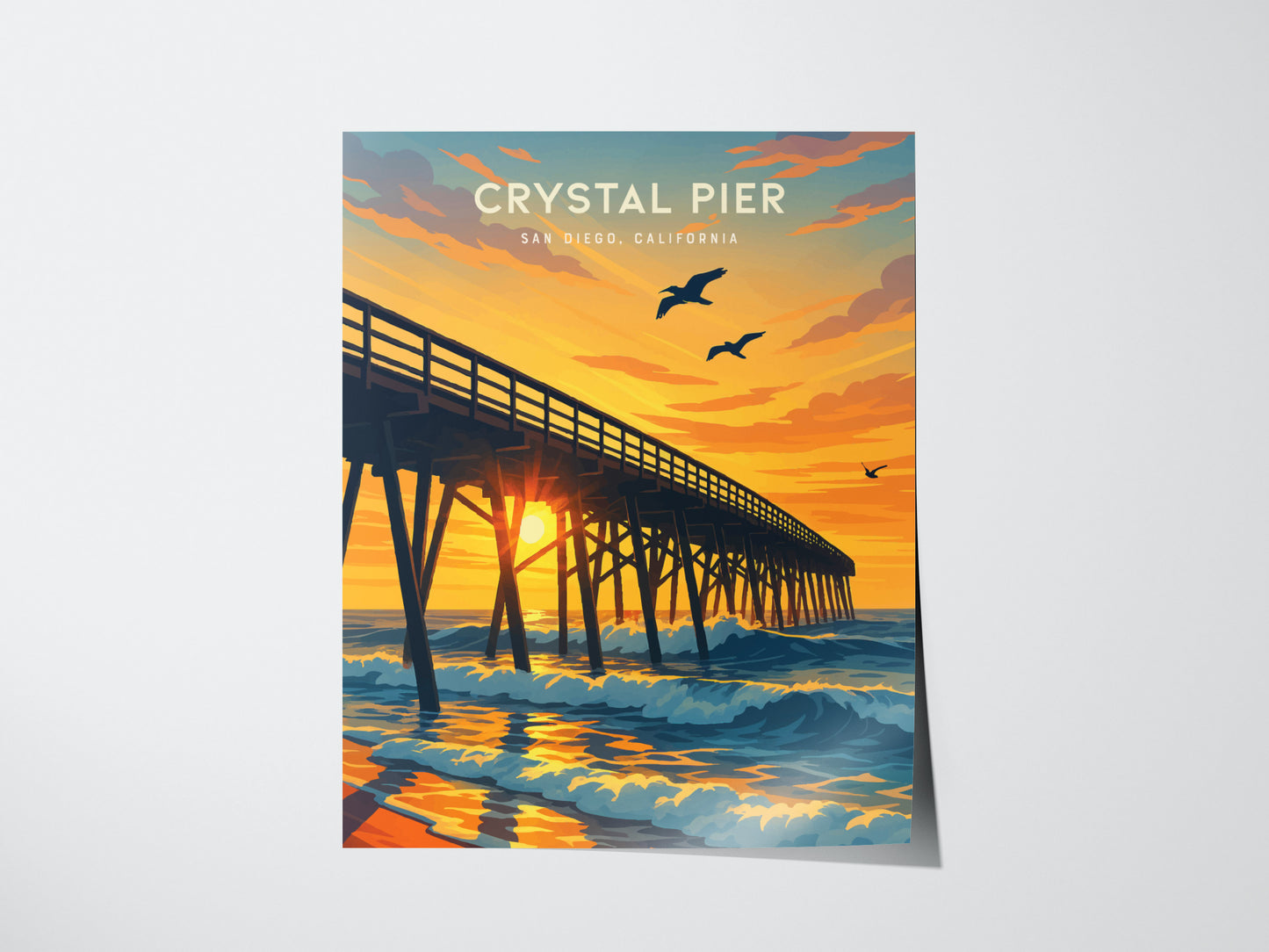Crystal Pier San Diego Poster | Pacific Beach Coastal Wall Art