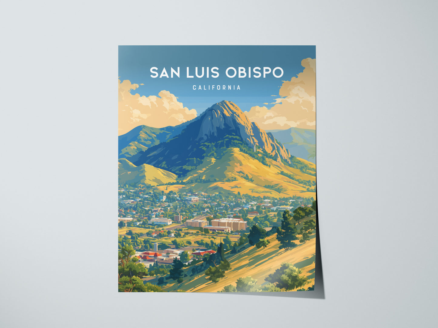 San Luis Obispo Poster | Bishop Peak SLO Art | Central Coast California