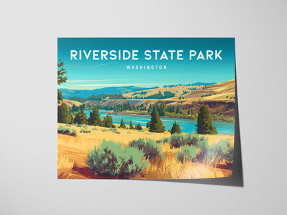 Riverside State Park, Washington Landscape Poster | Pacific Northwest Vacation Wall Art — giclée print detail on matte paper