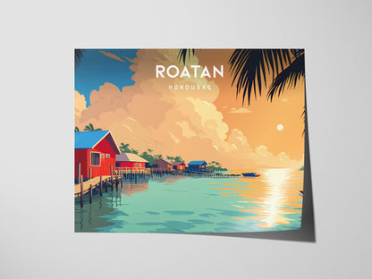 Roatan Landscape Poster | Honduras Destination Print Framed or Unframed Wall Art — giclée print detail on matte paper