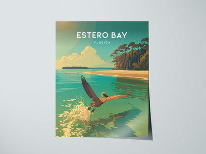 Estero Bay, Florida Poster | Mangroves & Gulf Coast Art Wall Art — giclée print detail on matte paper