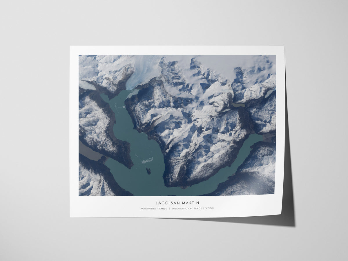 Lago San Martín Landscape Poster | NASA Space Photography Patagonia · Chile Astronomy Print — giclée print detail on matte pa