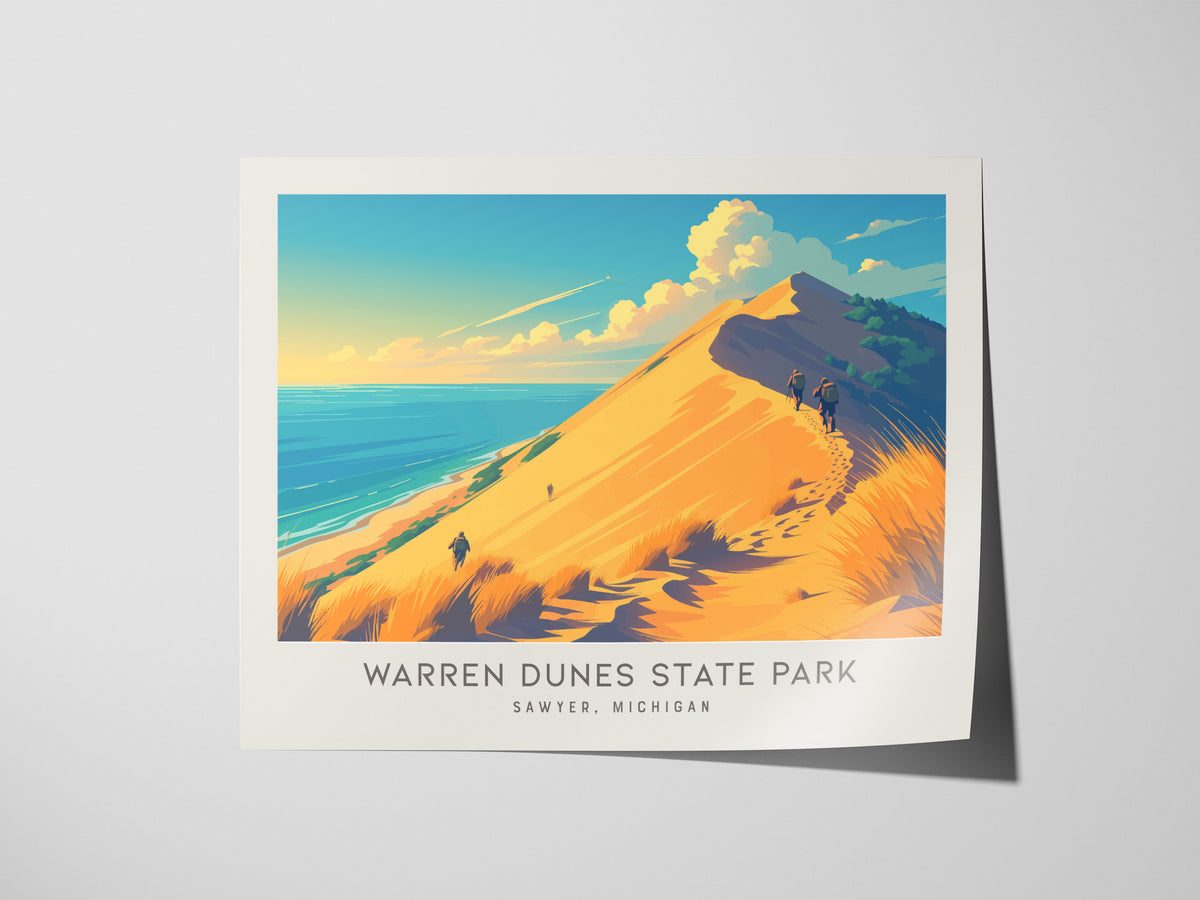 Warren Dunes State Park Landscape Matte Border Poster | Sawyer, Michigan Beach House Decor — giclée print detail on matte pap