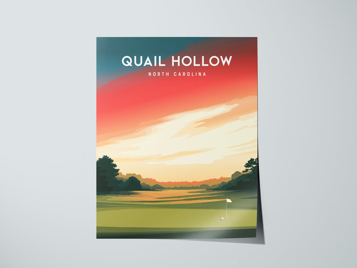 Quail Hollow, North Carolina Poster | Golf Wall Art & Golfer Gift — giclée print detail on matte paper