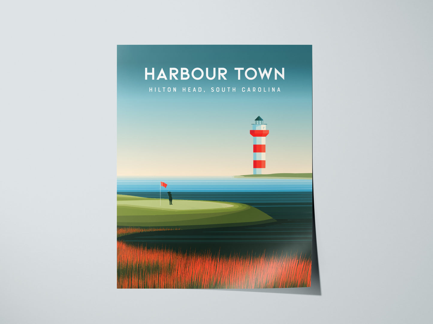 Harbour Town Golf Links, Hilton Head, South Carolina Poster | Iconic Lighthouse & Fairway Wall Art — giclée print detail on m