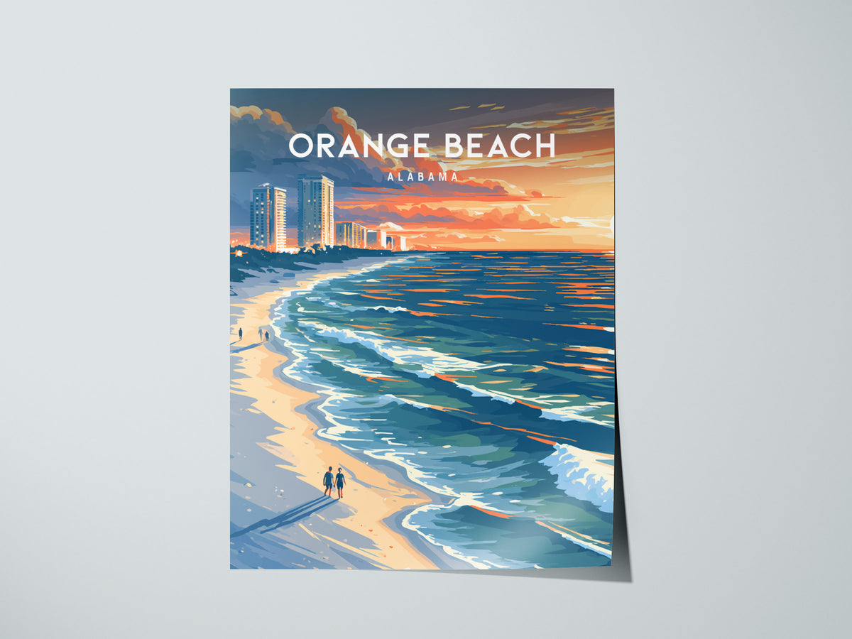 Orange Beach, Alabama Poster | Sugar-White Sands & Sunset Wall Art — giclée print detail on matte paper