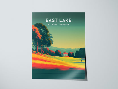East Lake Golf Club, Atlanta, Georgia Poster | Iconic Fairways & Clubhouse Wall Art — giclée print detail on matte paper