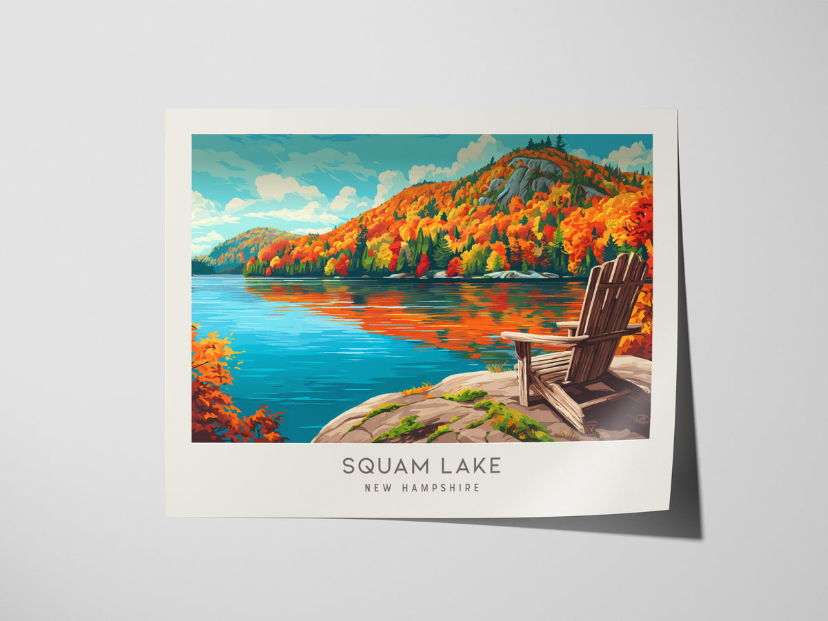 Squam Lake Landscape Matte Border Poster | New Hampshire Destination Print — giclée print detail on matte paper