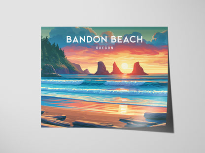 Bandon Beach Landscape Poster | Oregon Vacation Wall Art — giclée print detail on matte paper
