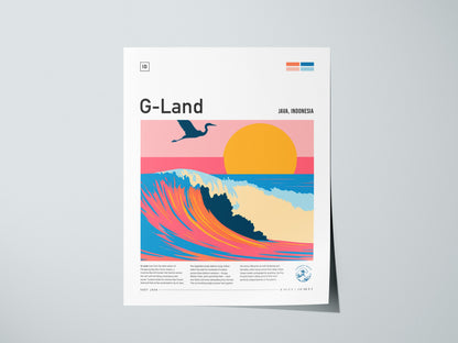 G-Land, Java, Indonesia Poster | Tropical Surf Wave Print Wall Art — giclée print detail on matte paper