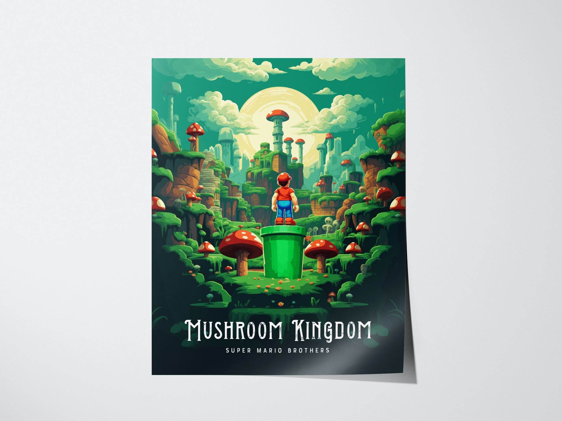 Mushroom Kingdom Poster | Mario Brothers Movie Fan Art Wall Print