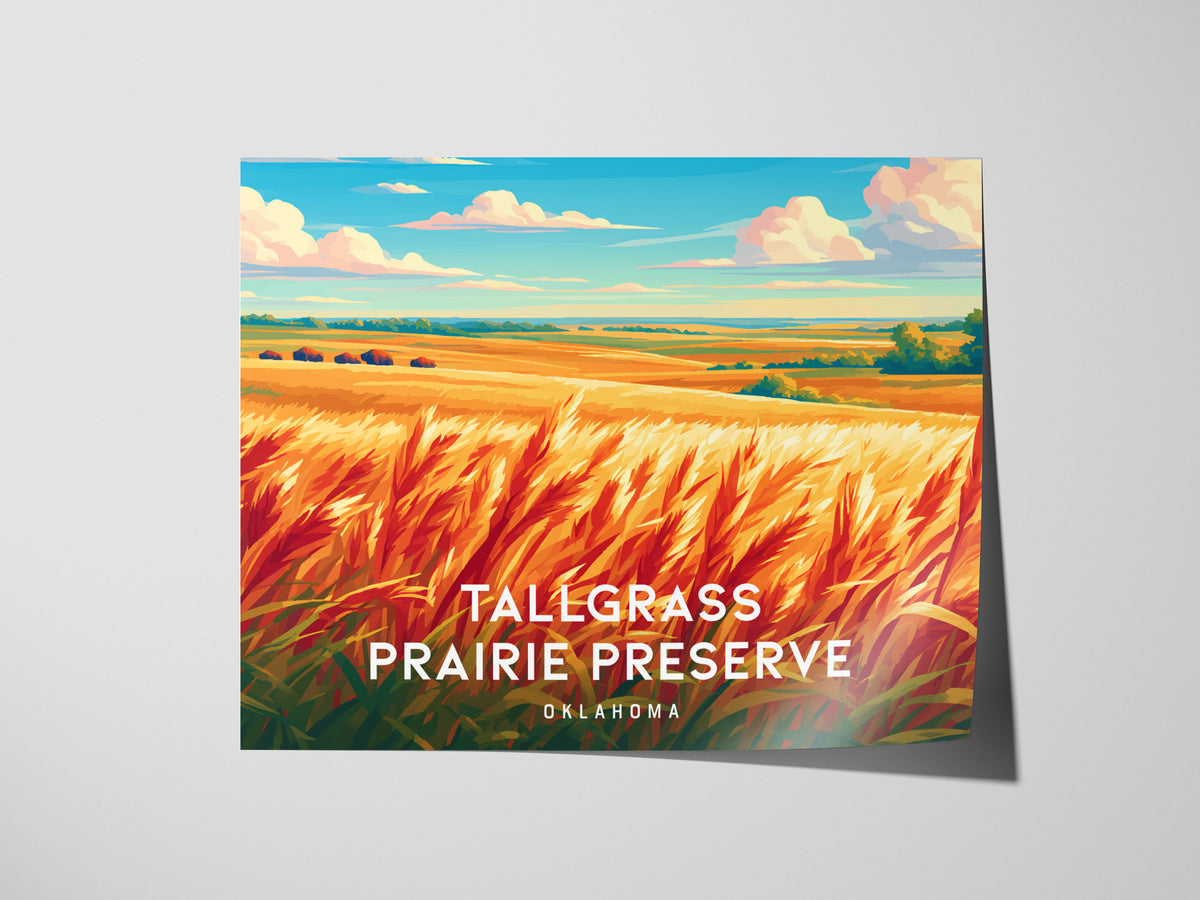 Tallgrass Prairie Preserve Landscape Poster | Oklahoma Vacation Wall Art — giclée print detail on matte paper