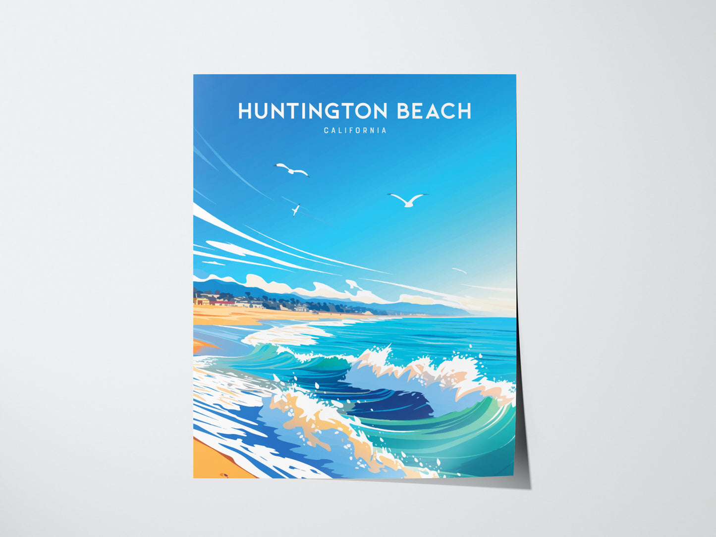 Huntington Beach Poster | California Coastline Wall Art