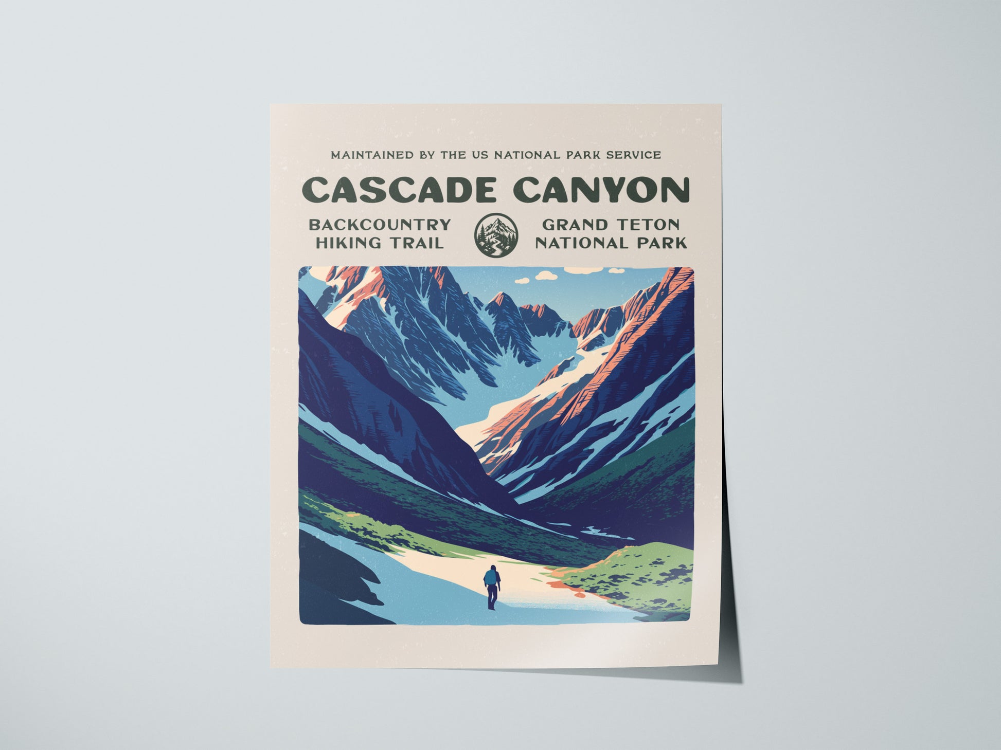 Cascade Canyon, Grand Teton National Park Poster | Hiker Gift | Backcountry Trail Wall Art — giclée print detail on matte pap