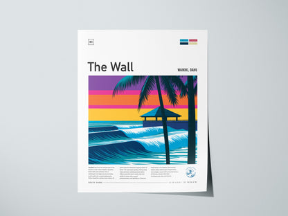 The Wall, Hawaii Poster | Epic Big Wave Surf Break Wall Art — giclée print detail on matte paper