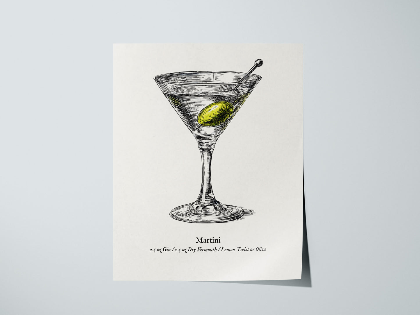 Martini Poster | Vintage Cocktail Scientific Illustration Wall Art — giclée print detail on matte paper