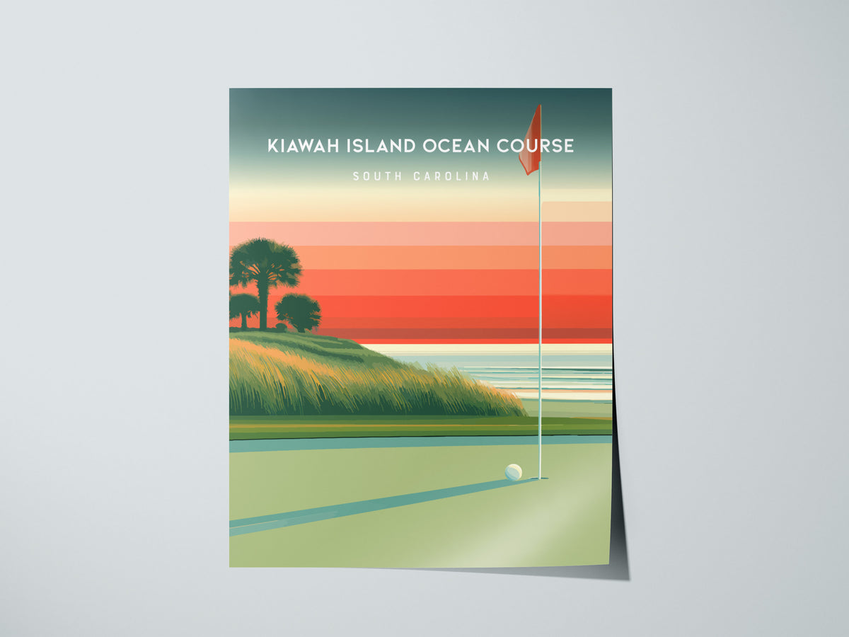 Kiawah Island Ocean Course, South Carolina Poster | Links Poster & Golfer Gift Wall Art — giclée print detail on matte paper