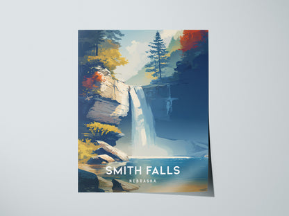 Smith Falls, Nebraska Poster | Waterfall Adventure Destination Print Wall Art — giclée print detail on matte paper