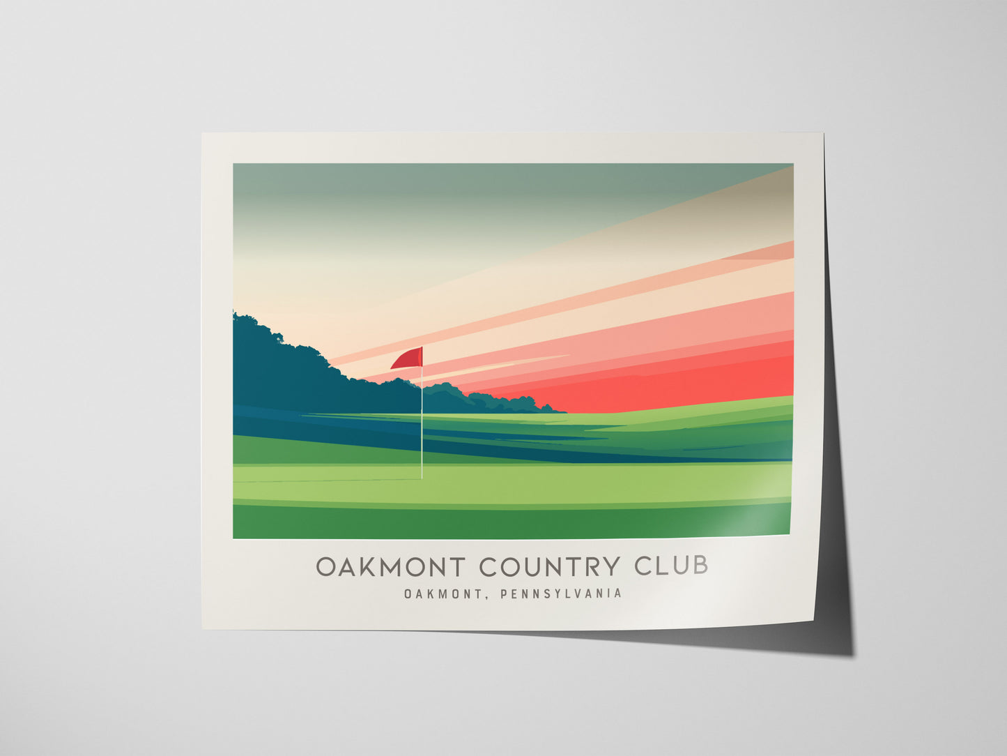Oakmont Country Club Landscape Matte Border Poster | Oakmont, Pennsylvania Golf Wall Art — giclée print detail on matte paper