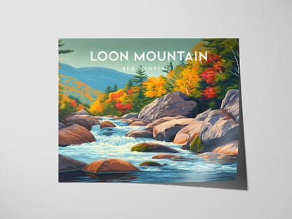 Loon Mountain Landscape Poster | New Hampshire Framed or Unframed Wall Art — giclée print detail on matte paper